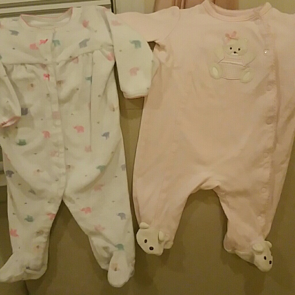 Bundle of 4 baby girl footie pajamas